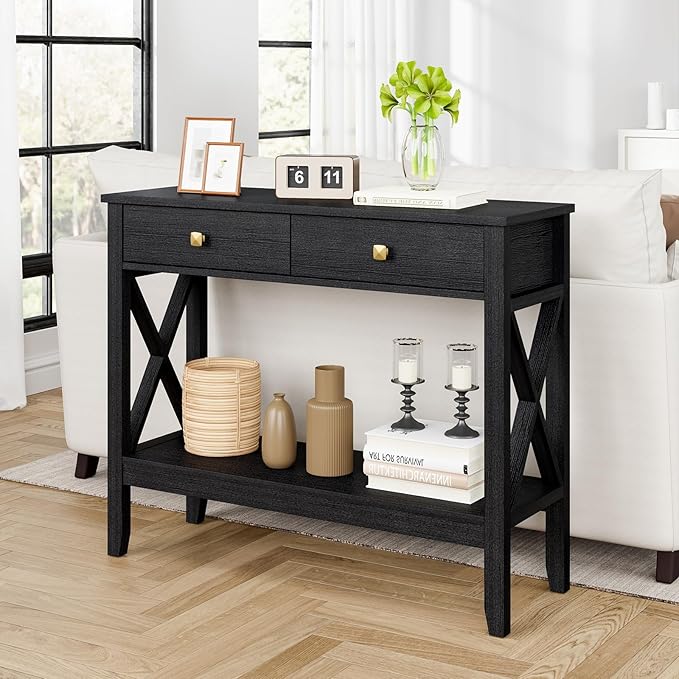 Lomojo Console Table, Sofa Table 13.8" D x 39.37" W x 31.5" HEntryway Table
