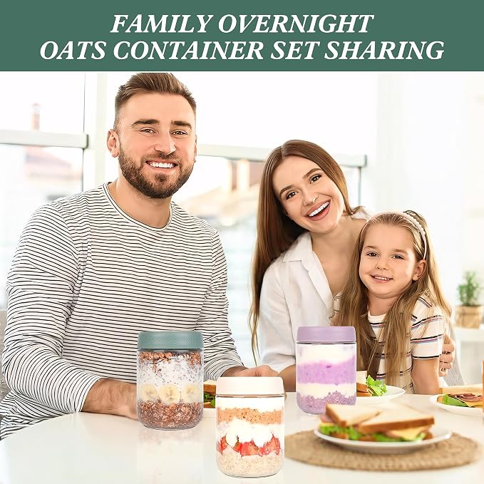 Xileanalee Overnight Oats Containers with Lids 6 Pack-16 Oz Mason Jar with Lids-Overnight Oats Jars Glass Food Storage Containers for Chia Seed Pudding Salad Cereal Coffee Spices