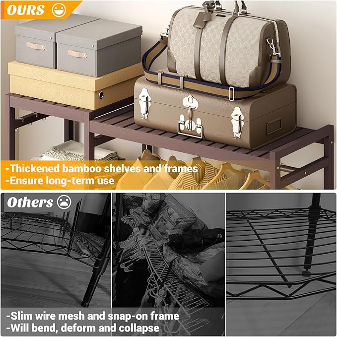 Homykic Bamboo Clothes Rack Garment Rack
