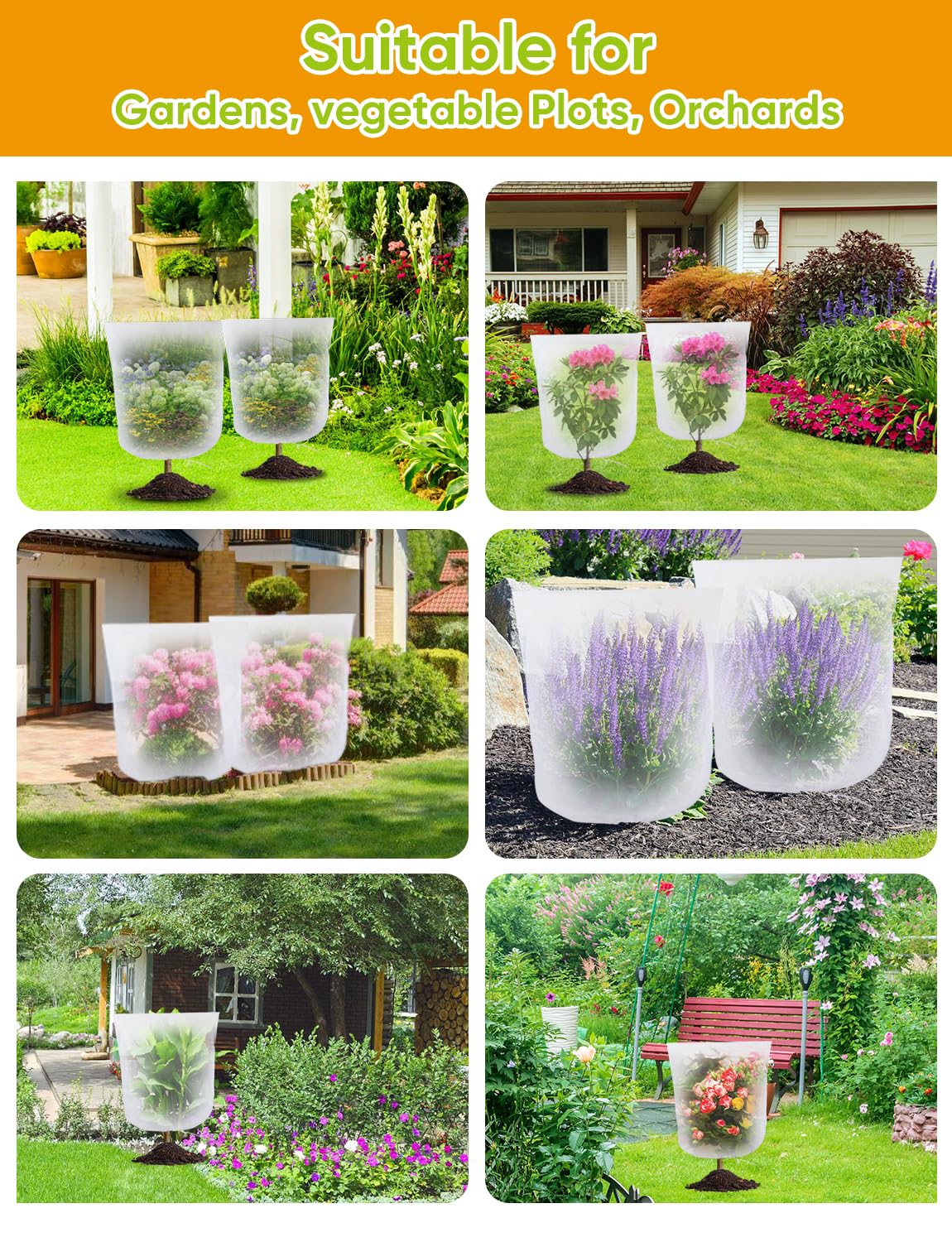 Bird Netting for Blueberry Bushes - 6Pcs Garden Netting Pest Barrier with Drawstring,Garden Plant for Vegetables Fruits Tree Cicada Netting for Trees (6,32x32inch/6PACK)