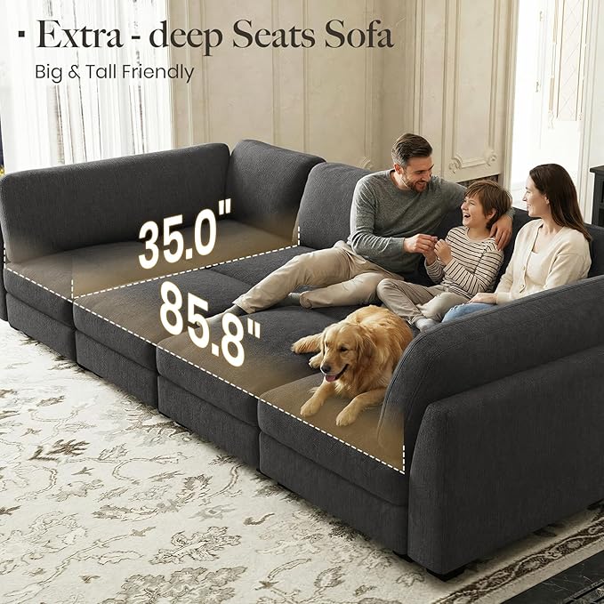 Belffin 111" Cloud Sectional Sleeper Sofa