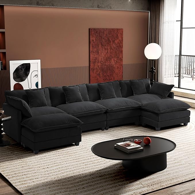 Ihanherry U-Shaped Modern Sofa 146" Modular Sectional Cloud Couch