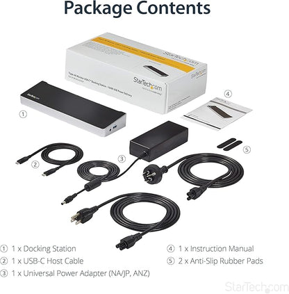 StarTech.com USB-C Triple Monitor Docking Station for MacBook Pro / Air M1 M2 M3 M4 & Windows, Universal 4K HDMI DP Dock, Thunderbolt Compatible, 100W Laptop Charging - TAA