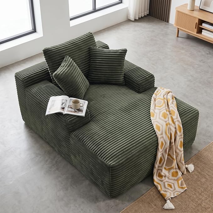 Oversized Boneless Chaise Sofa Bed, Corduroy Chaise Lounge Chair Indoor