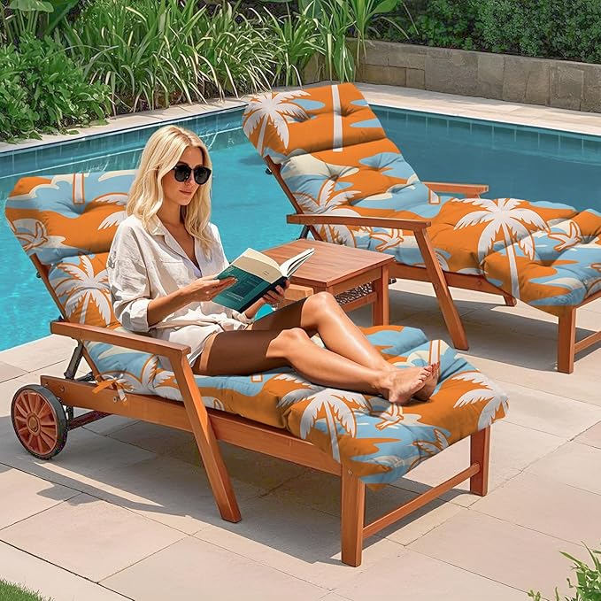 Outdoor Chaise Lounge Chair Cushion 75.1 x 22.8 x 4.7 Inches 100% Waterproof