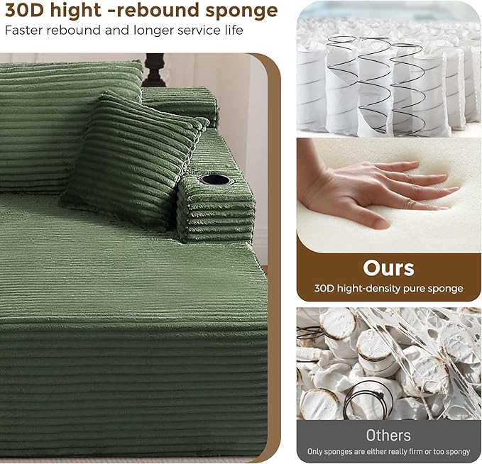 133" Oversized Cloud Boneless Sofa Couch