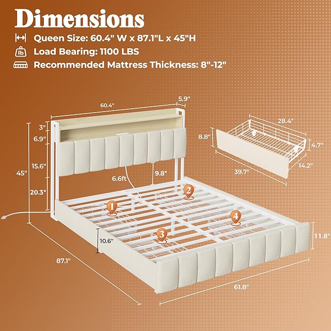 PRAISUN Bed Frame Queen Size
