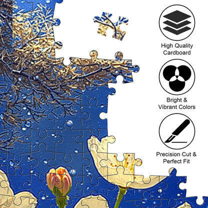 1000 Piece Jigsaw Puzzle, White Cherry Blossoms & Full Moon