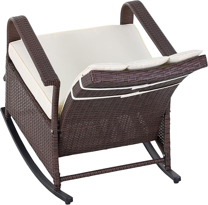 Outsunny Wicker Outdoor Rocking Chair, Patio Recliner