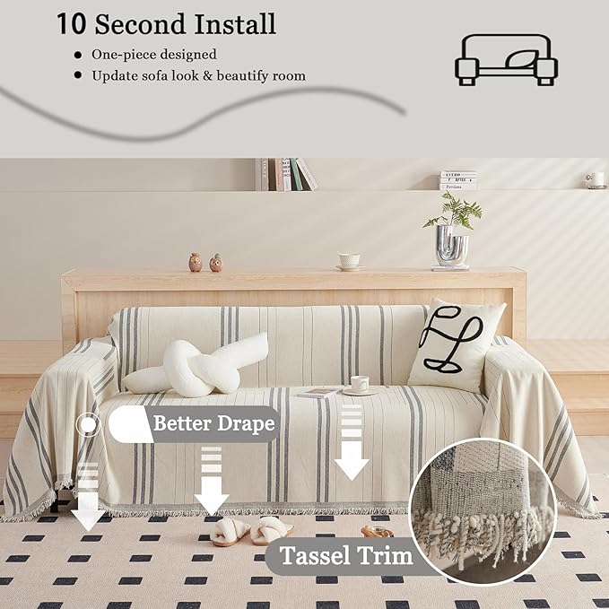 DREAMINGO Couch Cover Reversible Chenille 3 Seat Sofa Covers