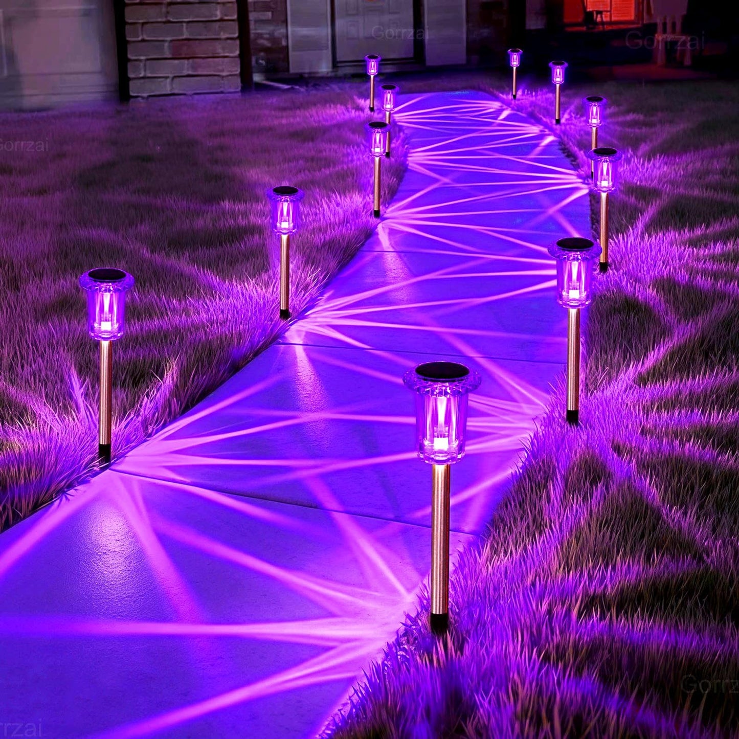 Gorrzai Christmas Solar Lights Outdoor 10 Pack Solar Pathway Lights Outdoor Halloween Decorations Waterproof Yard Lighting for Driveway Garden Walkway Path Landscape Lawn