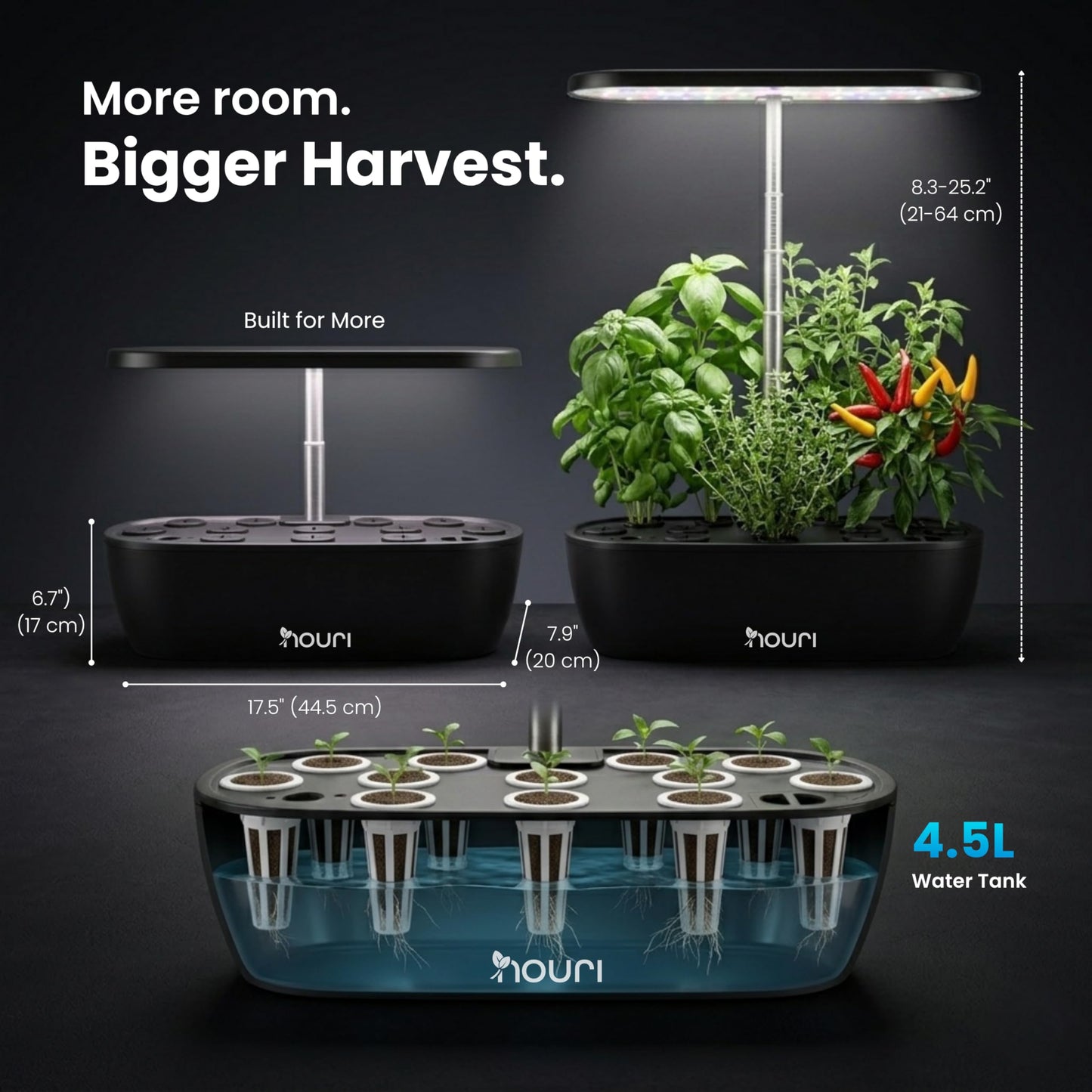 Nouri Hydroponics Growing System, 12 pod Smart Indoor Herb Garden Kit with LED Grow Lights, Hydroponic Herb Garden Indoor for Plant Lovers, Gardeners, Kitchen, Basil Seeds Included