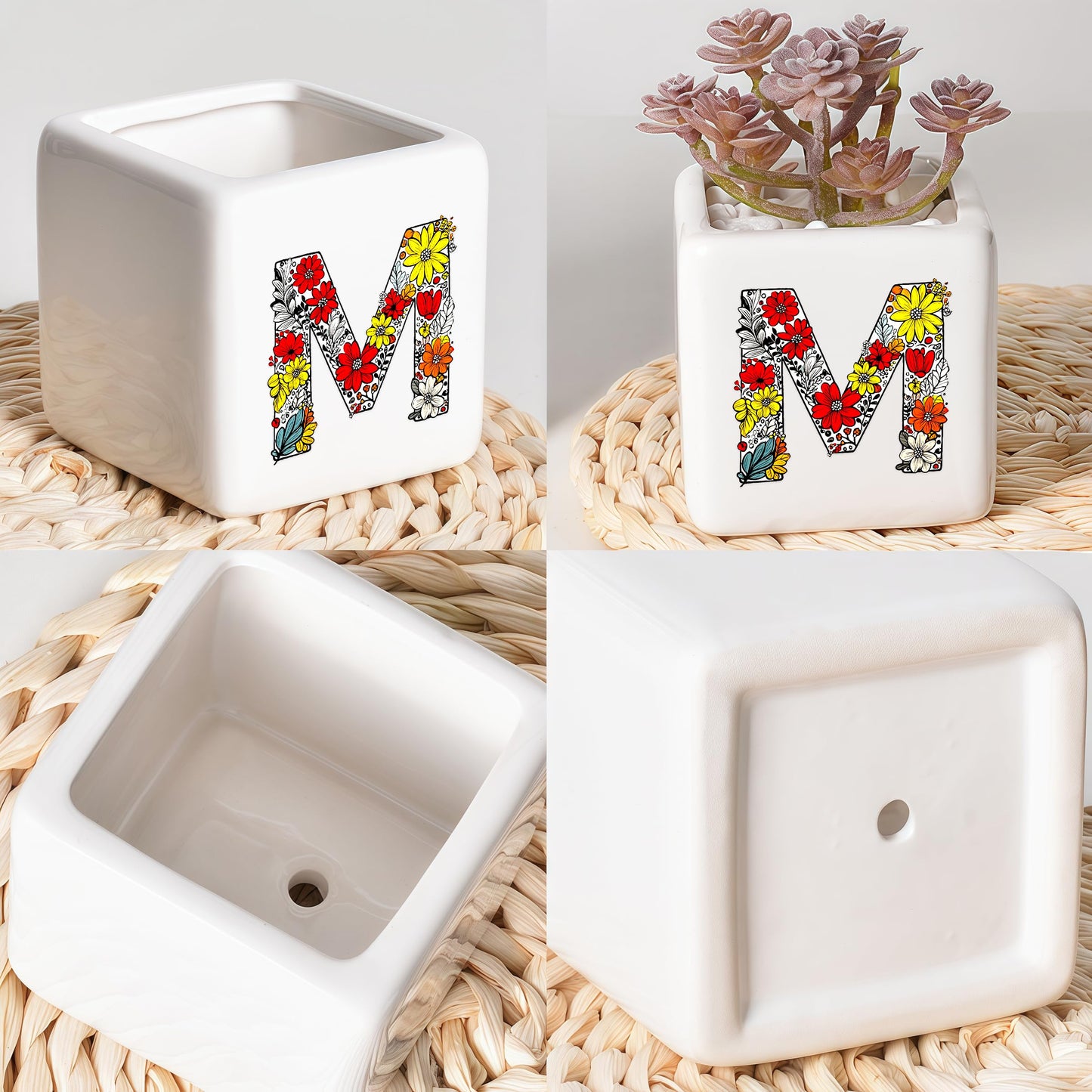 BJDAMAI Succulent Planter Flower Plant Pot Small, Gifts for Teen Girls Kids Birthday Gifts for 5 6 7 8 9 10 11 12 13 14 15 Year Old Girls (Letter M)