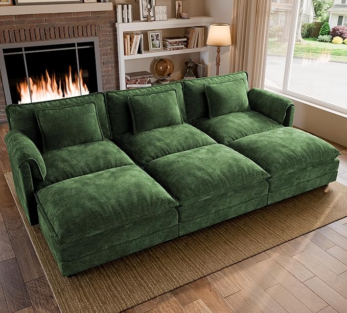 ELUCHANG 116" Luxury Modular Sectional Sofa, Comfy Deep Seat Cloud Couch