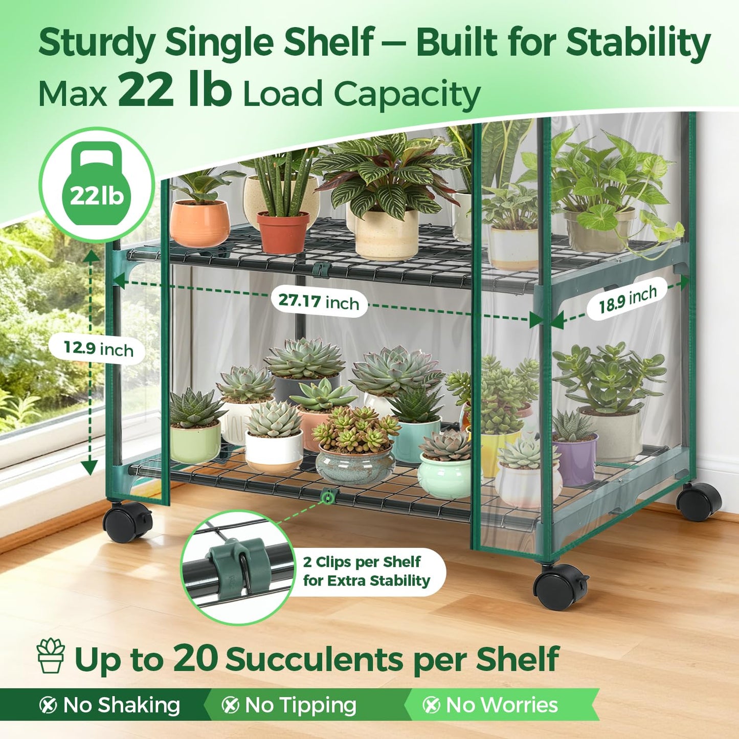 Ohuhu Mini Greenhouse for Indoor Outdoor with Wheel, Small Plastic Plant Green House 4-Tier Rack Stand Portable Greenhouses with Durable PVC Cover for Seedling