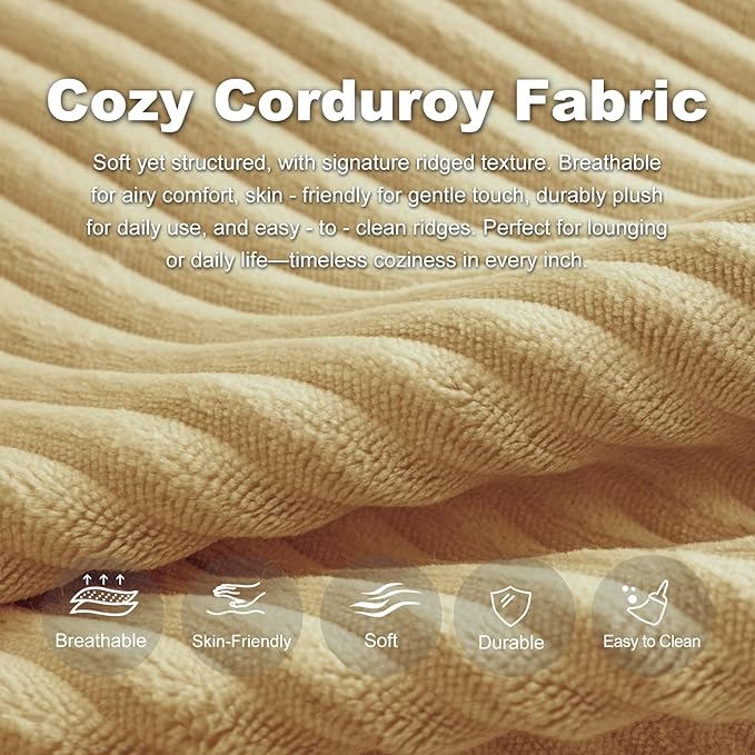Giant Bean Bag Chair for Adults, Corduroy Chaise Lounge