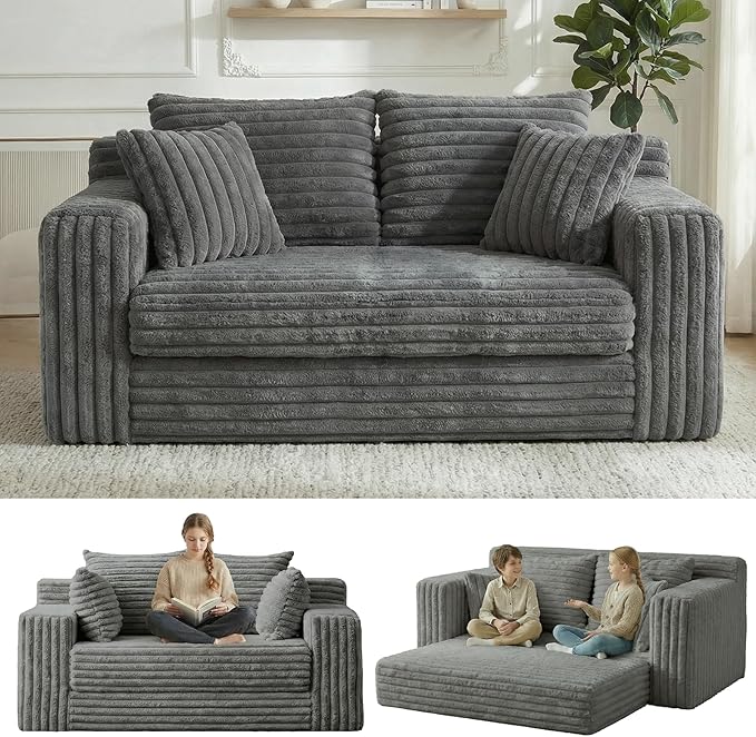 3-in-1 Convertible Sofa Bed: Boneless Loveseat Sleeper & Folding Couch Bed
