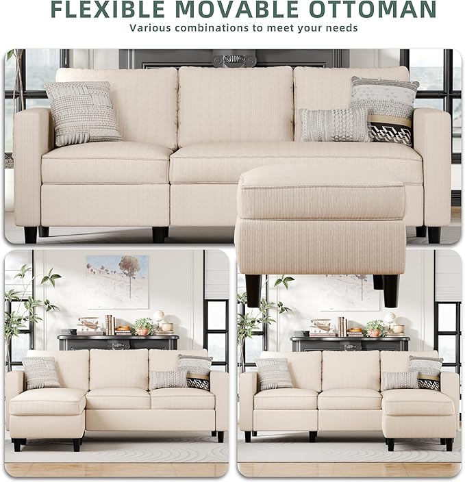 SUNLEI 73.6" Modular Sectional Sofa, Comfy Cloud Couch