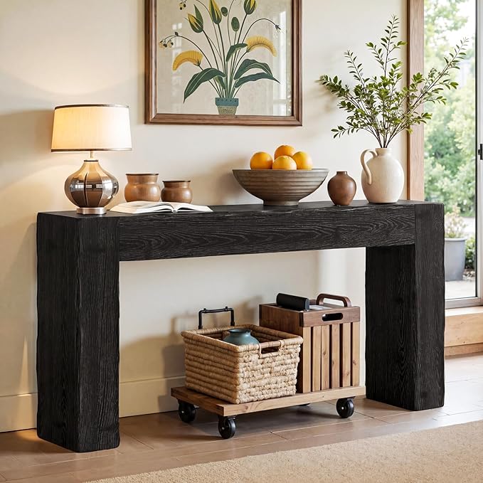 Tribesigns 63-Inch Solid Wood Console Sofa Table, Farmhouse Long Entryway Table