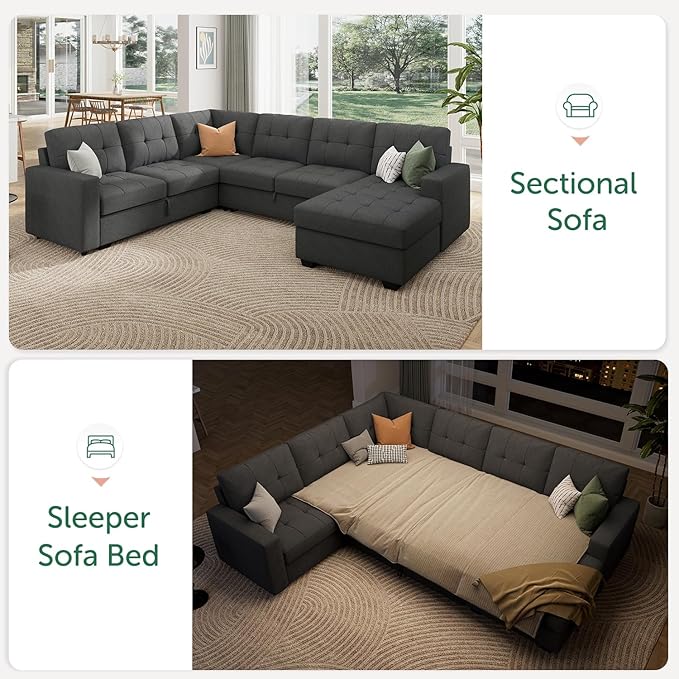 HONBAY Sectional Sleeper Sofa Pull Out Bed
