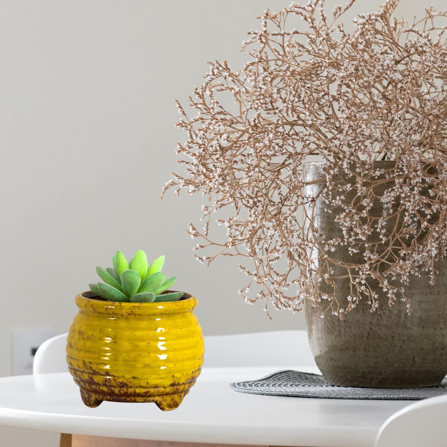 ARTKETTY Succulent Pots - Small Succulent Plant Pots with Drainage Set of 6, Ceramic Cactus Planter Pots for Indoor Unique Flower Planter Container for Home Office Decor