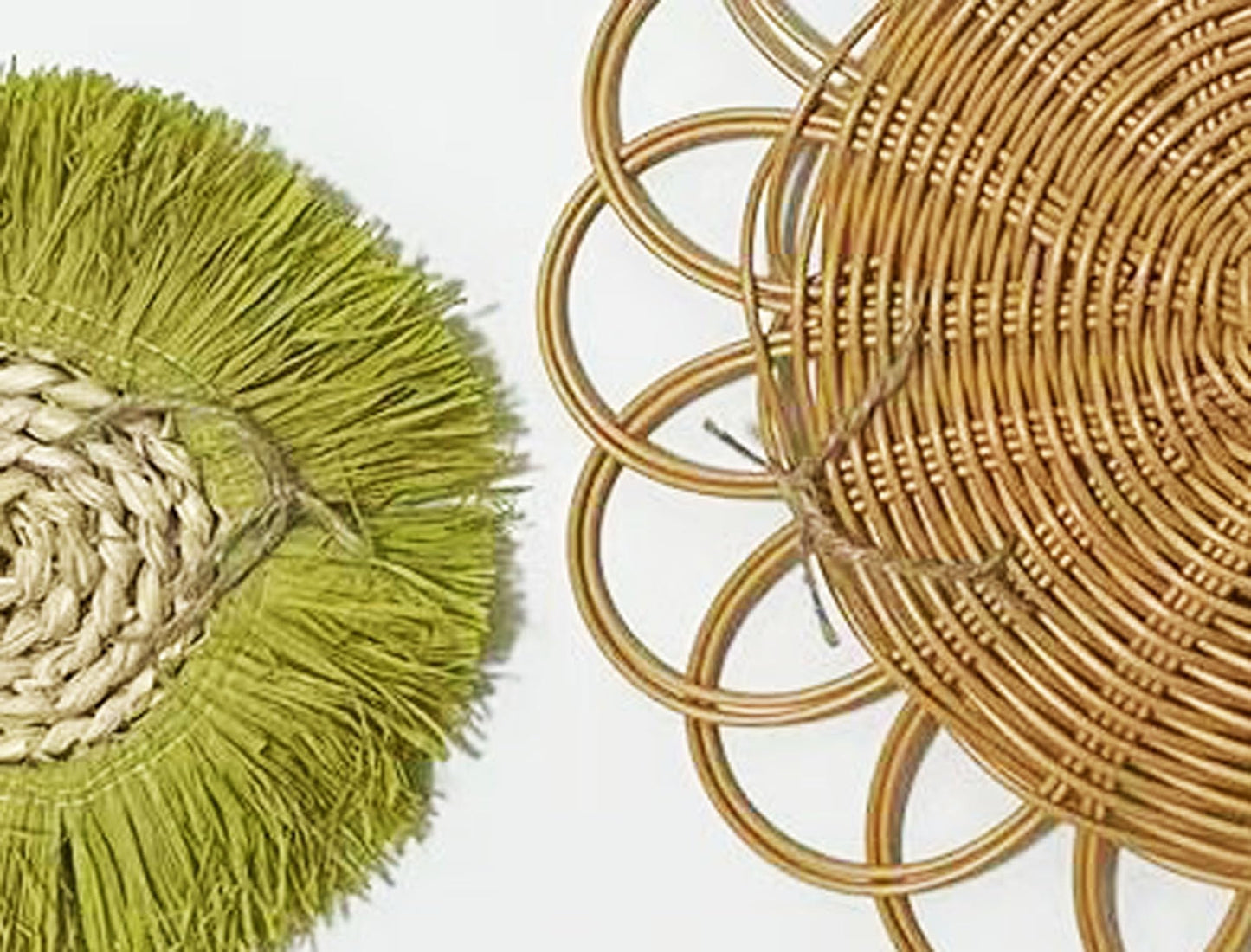 JYSHLCAH 6 Pcs Boho Wall Baskets Decor Rattan Woven Decorations Round Hanging Wall Ornaments for Home Decor