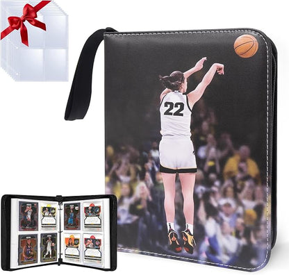 Basketball Trading Card Binder,4 Pocket with 50 Sleeves up to 400 Cards Basketball Binder,Portable Waterproof Storage Book with Sleeves for Basketball Cards Collection