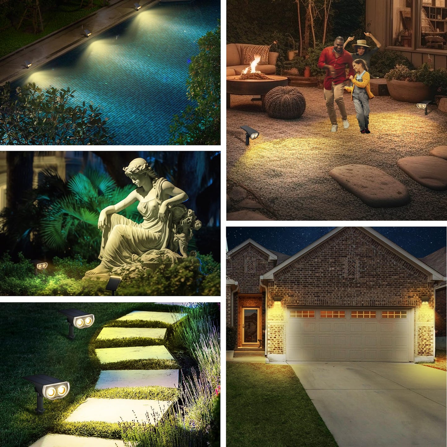 Linkind Solar Lights Outdoor StarRayS, Bright Solar Spot Lights Outdoor, IP65 Waterproof Spotlights for Landscape Garden Yard Walkway Patio Tree（Warm White, 6 Pack）