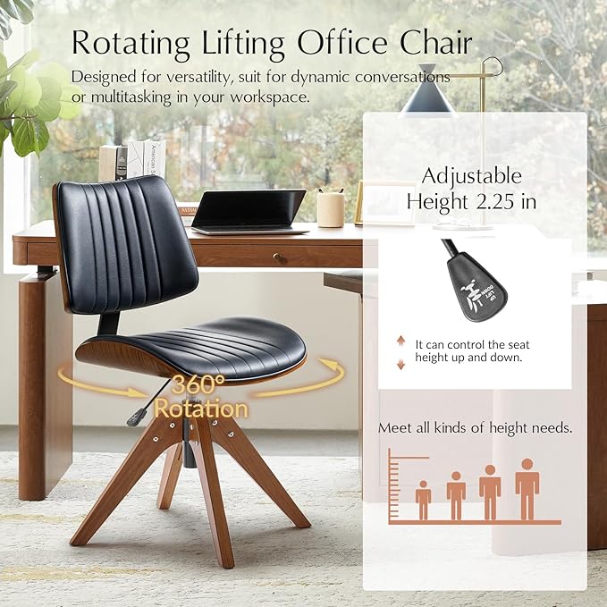 HULALA HOME Faux Leather Home Office Chair
