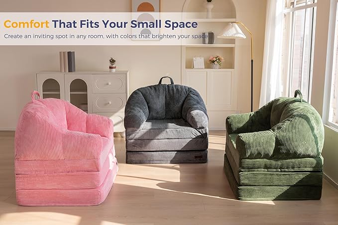 MAXYOYO Folding Sofa Bed with Backrest, Boneless Fold Out Couch Bed with Handle