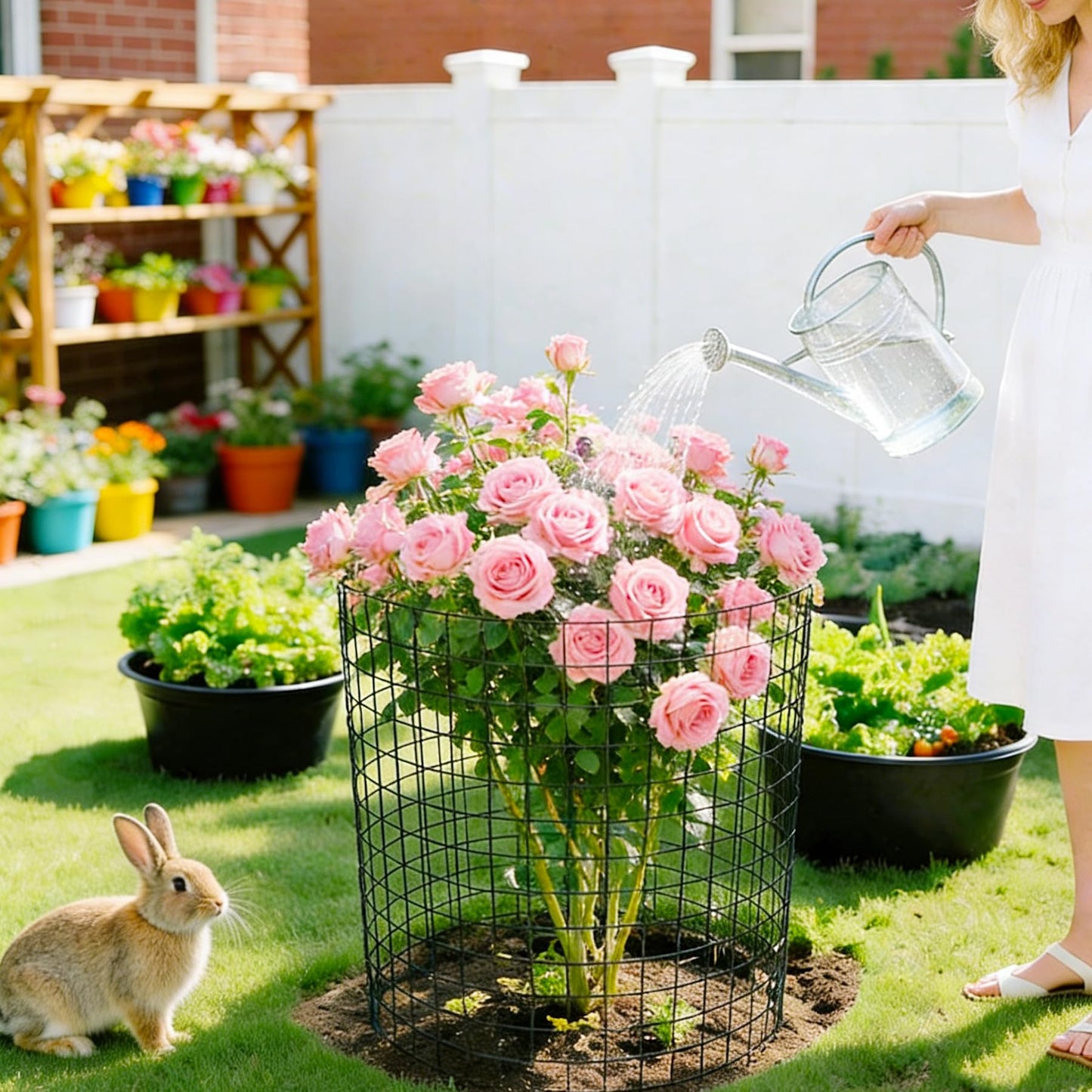 Nexum 45Pcs Plant Protectors from Animals – 16" x 12" Metal Tree Trunk Guards, Garden Plant Cloches & Expandable Plant Cages to Protect from Deer, Rabbits & Lawn