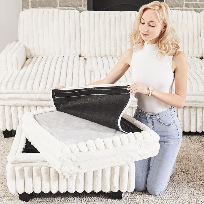 Belffin Corduroy Fabric Ottoman