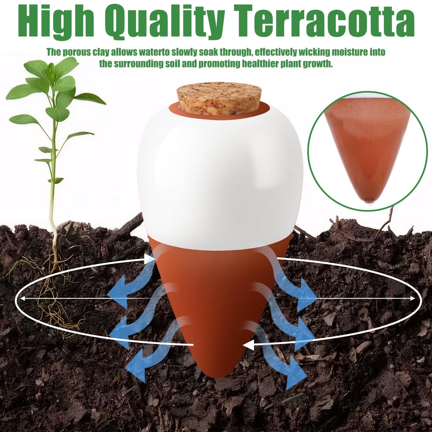 Terracotta Watering Spikes, 4 Pack Ollas Self Watering Globes, Slow Release Self Watering Planter Insert, Plant Watering Globes for Indoor and Outdoor Plants