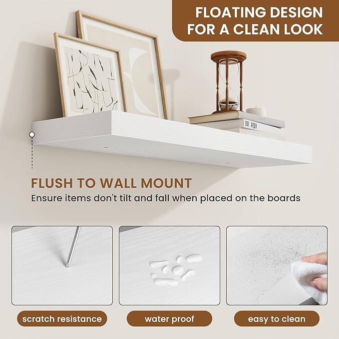 fuqing Floating Shelves for Wall, Wall Mounted Wood Floating Shelf