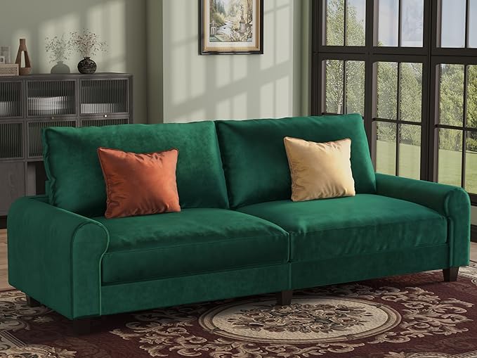 EASE MOOSE 88.5" Large Seat Velvet Loveseat Sofa, Soft Deep Seat Couches