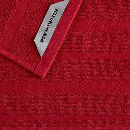 KitchenAid Albany Dishcloth 8 Pack Set, Passion Red/White