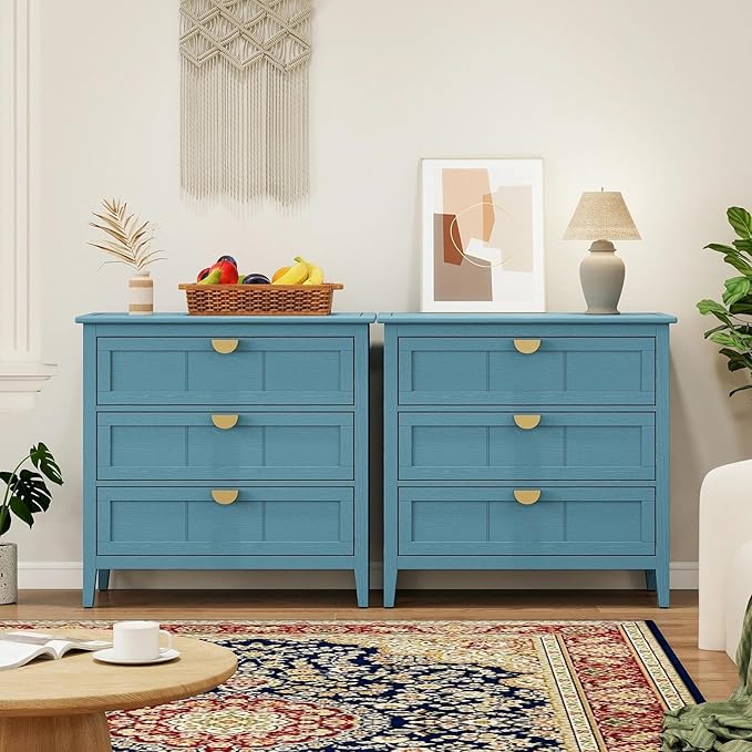31.5" Accent Storage Cabinets, Modern 3-Drawer Decorative Side Table