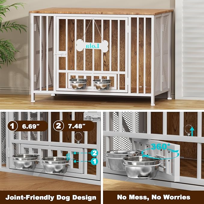Easycom Foldable Large Dog Crate Furniture, 41.3" Assembly-Free Dog Crates