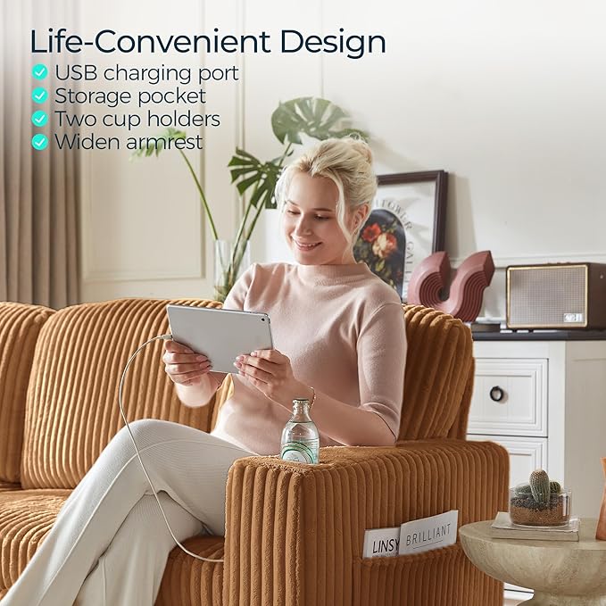 LINSY HOME Loveseat Sofa with Storage