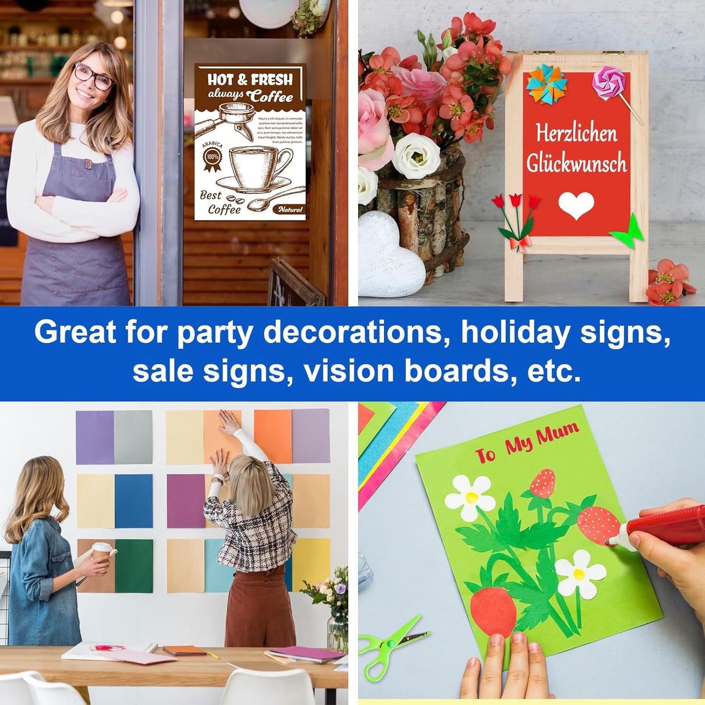 10 Pcs Poster Board Colorful Paper 14x18, ROOKEA Vision Boards Bulk Blank Graphic Display Posterboard Card Paper for Kids School Classroom Arts Craft Projects Drawing Scrapbooking