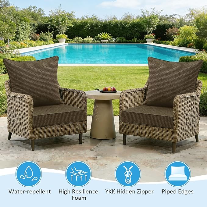 Sunbrella Outdoor Deep Seat & Back Cushion Set, 24 x 24 Inch Water Repellent