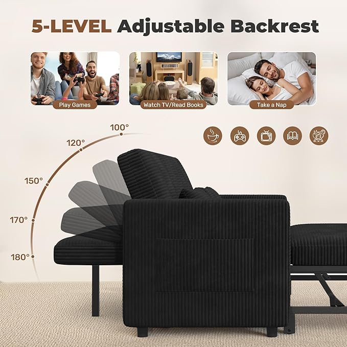 Nebuaegis Sleeper Sofa Bed, 3-in-1 Convertible Pull Out Couch