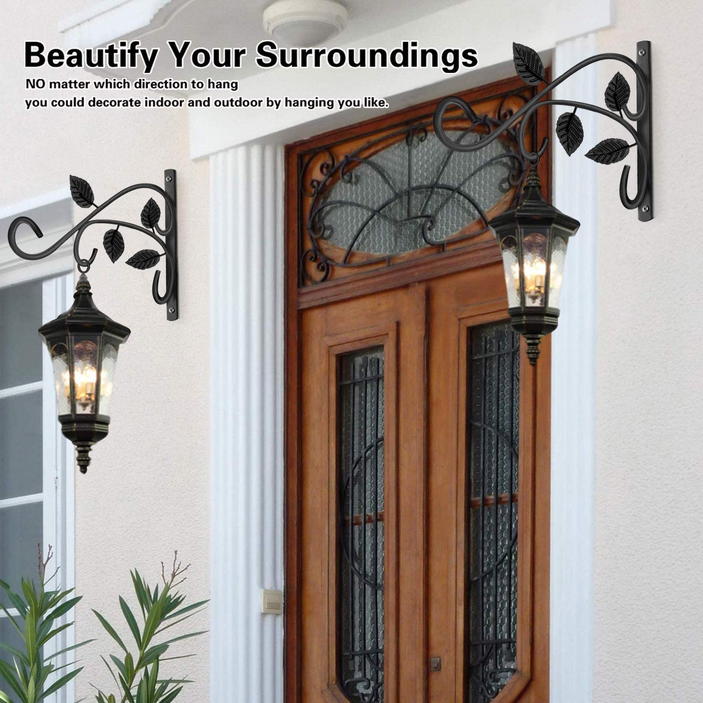 4 PCS Metal Hanging Hook Plants Brackets, 12 Inch Iron Wall Mount Bracket Durable Rust-Resistant Plant Hanger Hook for Hanging Plants Bird Feeder Lantern Wind Chimes