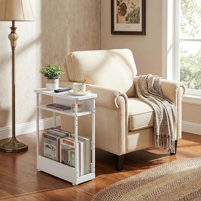 Narrow Side Table, 3-Tier Slim End Table