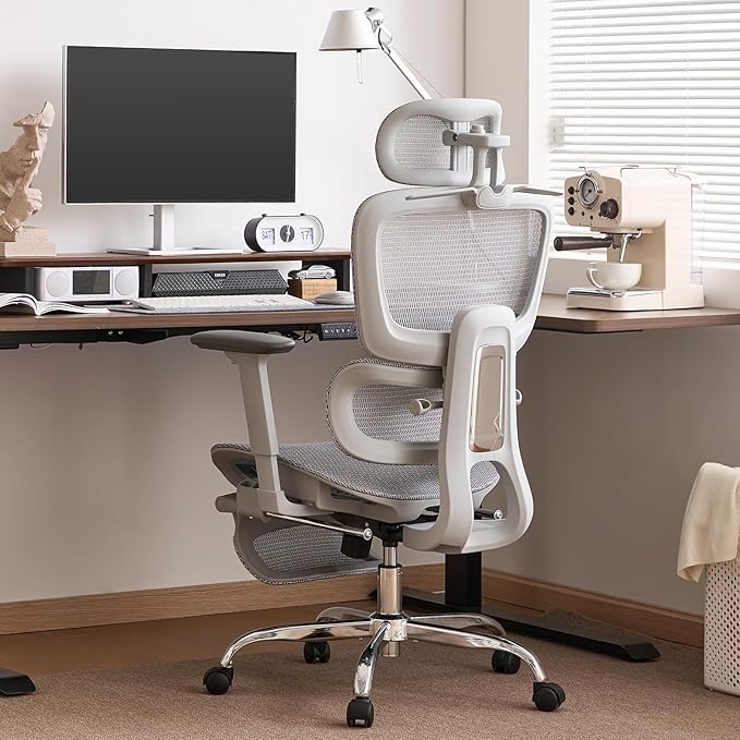 Office Chair with Footrest, Ergonomic Chair with 3D Headrest, Computer Chair