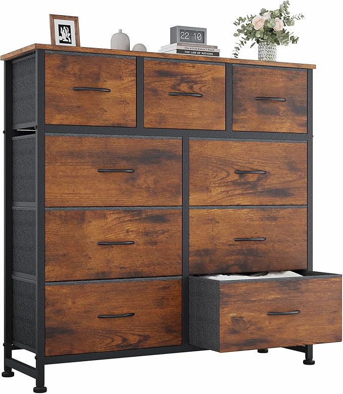 OLIXIS Dresser for Bedroom, 9 Storage Drawers, Wide Fabric Closet Chests