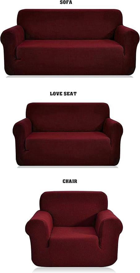 Fancy Linen Sure Fit Stretch Sterling Sofa Love Seat and Chair Slipcover Solid