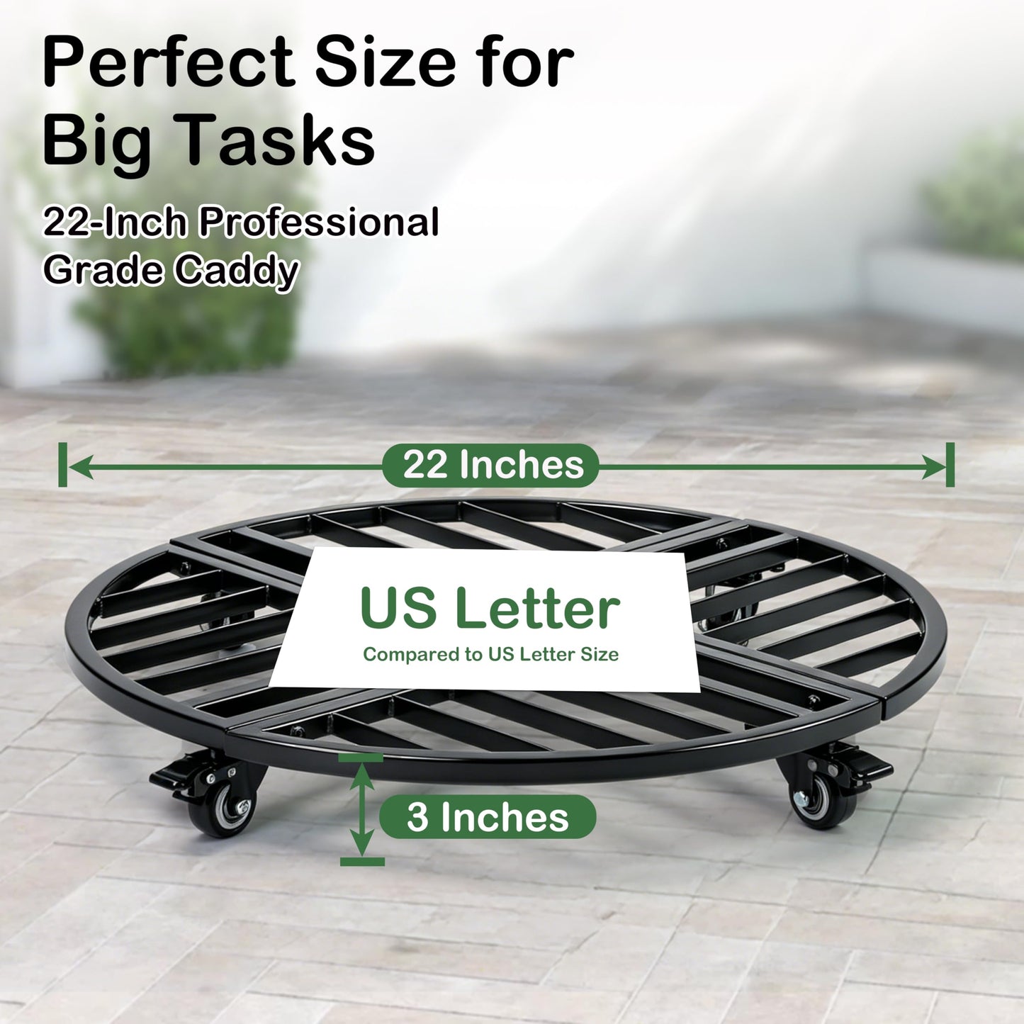 22" Round Metal Plant Caddy with Wheels Heavy Duty, 600lbs Capacity Rust-Proof Plant Stand with Lockable Caster Wheels, Rolling Plant Dolly for Large Planter Pots & Heavy Objects, Indoor Outdoor