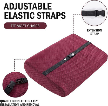 HOMBYS Lumbar Support Pillow for Recliner Chair, Memory Foam Back Support Cushion for Elderly,Extra Large Lumbar Support Pillow,Thick Backrest for Home Reading (Wine Red, 20“x13.5"x5")