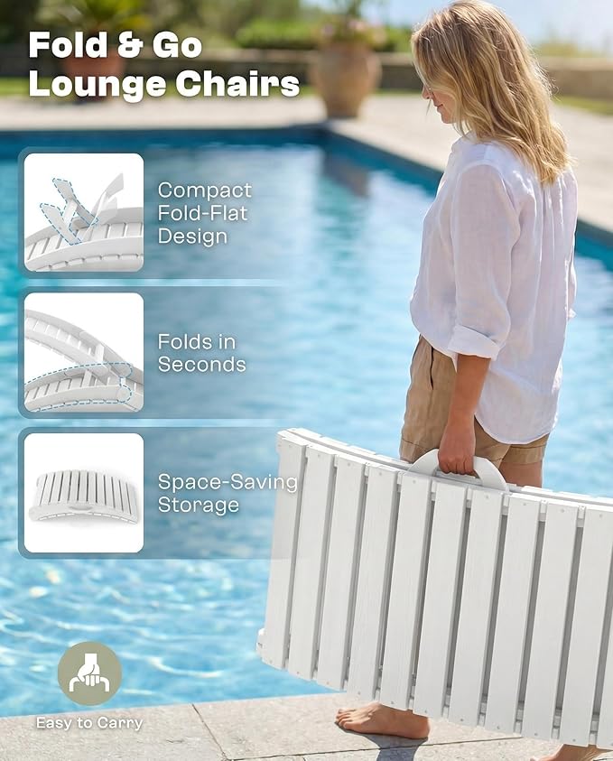 Folding HDPE Outdoor Chaise Lounge
